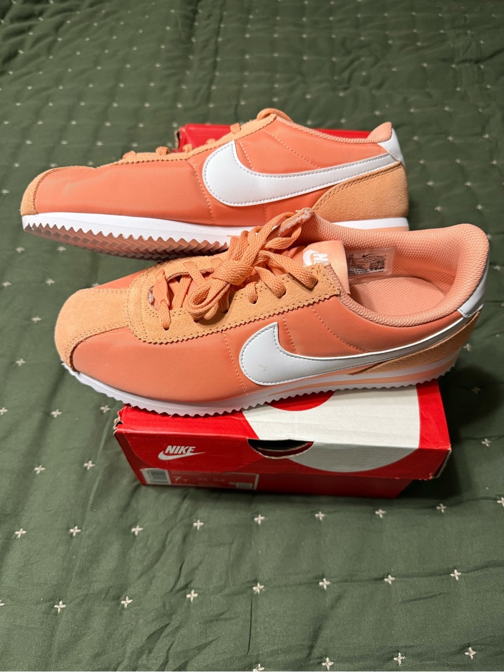 Nike Cortez Low-Top Sneakers in Peach and White 7Y/8.5W